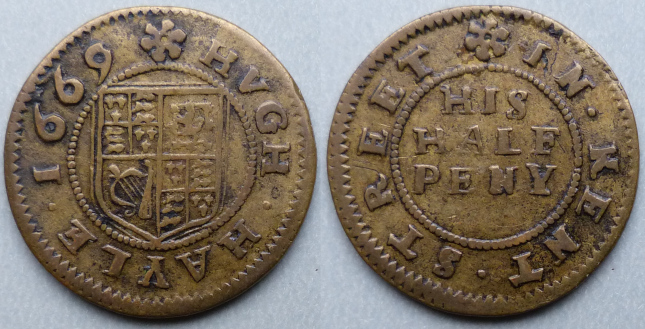 Kent Street, Hugh Hayle 1669 halfpenny Kent Street, Hugh Hayle 1669 halfpenny